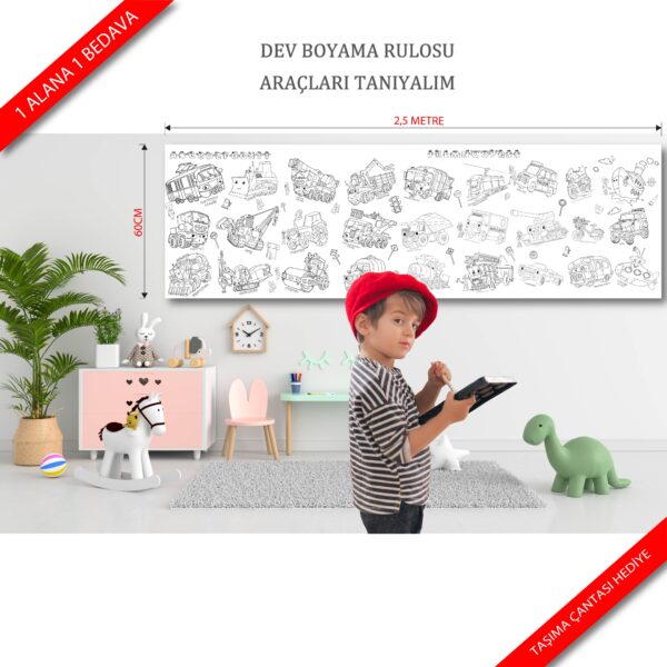 DEV BOYAMA RULOSU ARAÇLARI TANIYALIM + 1 ADET 12'Lİ KURU KALEM BOYA SETİ - Görsel 8