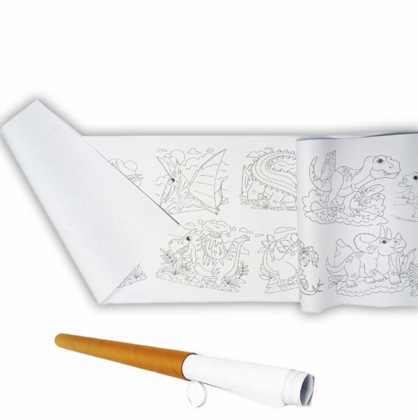 DEV BOYAMA RULOSU Dinozor(Tyrex) dünyası + 1 ADET 12'Lİ KURU KALEM BOYA SETİ - Görsel 4
