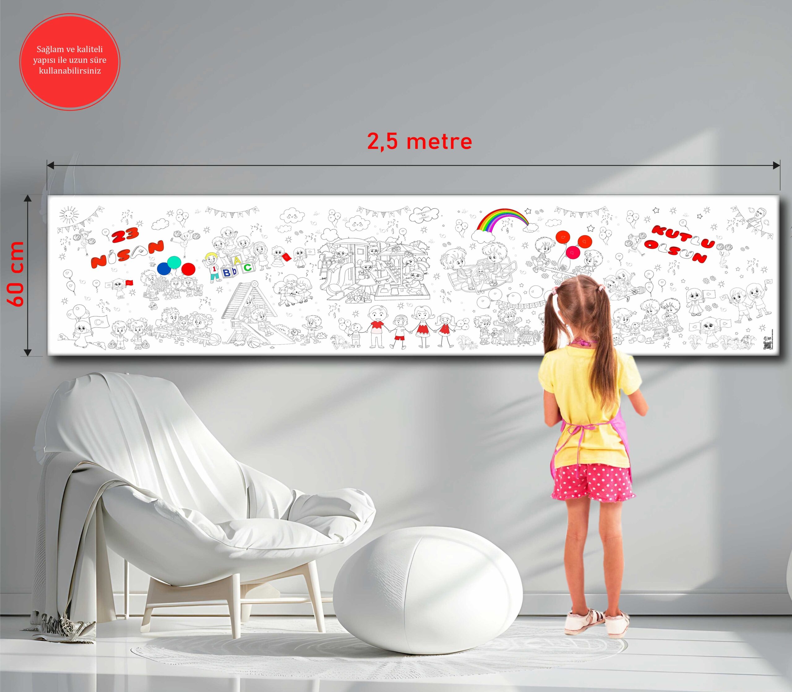 DEV BOYAMA RULOSU 23 NİSAN KUTLU OLSUN + TAŞIMA ÇANTASI - Görsel 6