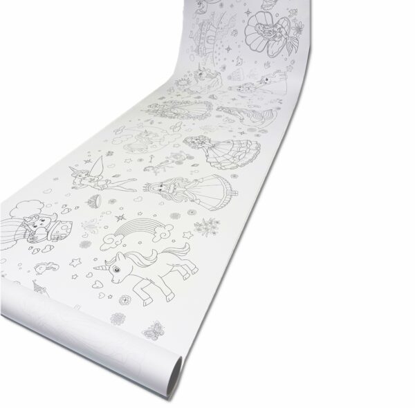 DEV BOYAMA RULOSU PRENSESLER DÜNYASI + 1 ADET 12'Lİ KURU KALEM BOYA SETİ