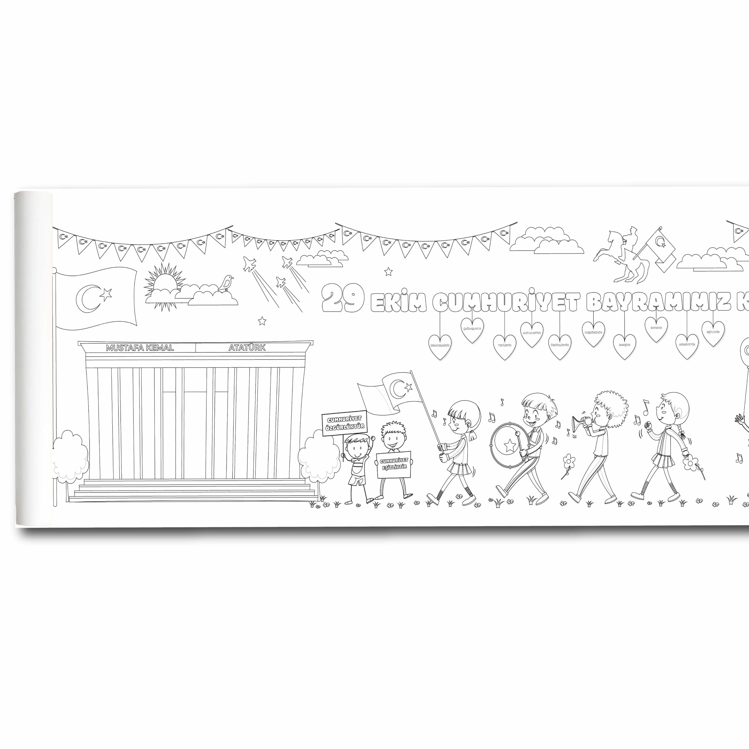 DEV BOYAMA RULOSU 29 EKİM CUMHURİYET BAYRAMIMIZ KUTLU OLSUN +  TAŞIMA ÇANTASI - Görsel 4